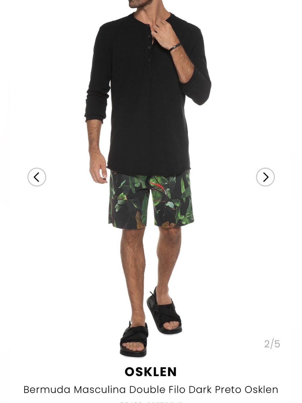 Osklen Black Henley with Tropical Print Shorts
